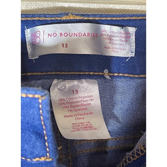 No Boundaries size 13 stretch jeans 4 button closure dark blue with gold 11" ris - Picture 10 of 13